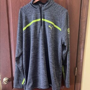 Puma Charcoal and Lime Quarter-Zip Top XXL
